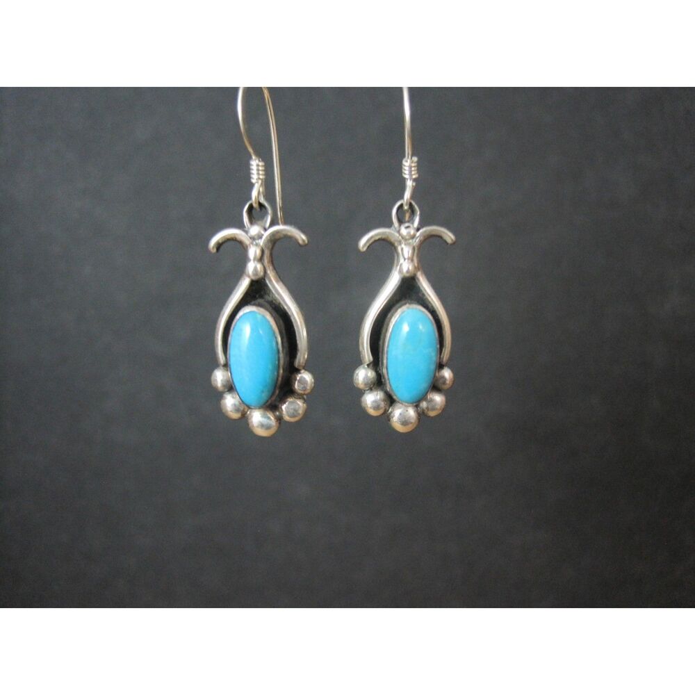 Native American Sterling Turquoise Earrings Navajo Vicki Martin